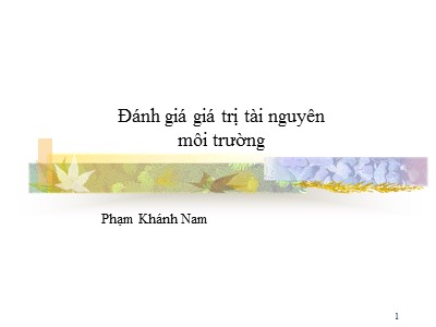 Đánh giá giá trị tài nguyên môi trường - Phạm Khánh Nam