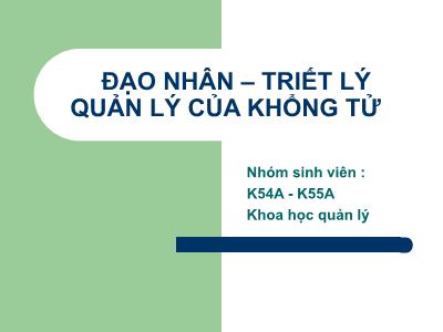 Đạo nhân- triết lý quản lý của Khổng Tử