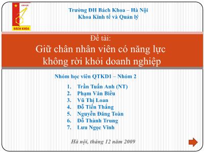 Đề tài Giữ chân nhân viên có năng lực không rời khỏi doanh nghiệp