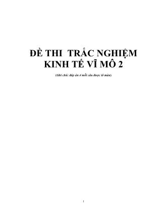 Đề thi trắc nghiệm kinh tế vĩ mô 2