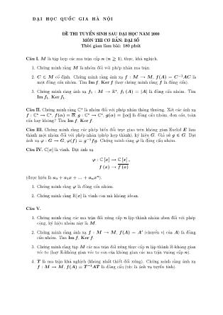 Đề thi tuyển sinh sau Đại học môn thi Cơ bản năm 2000