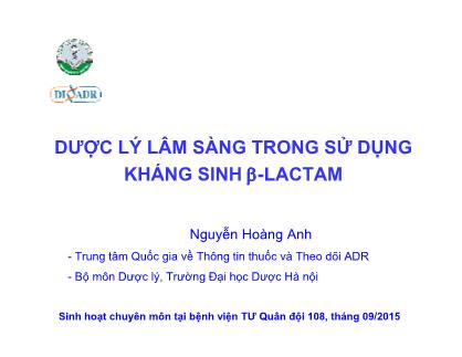 Dược lý lâm sàng trong sử dụng kháng sinh Lactam - Nguyễn Hoàng Anh