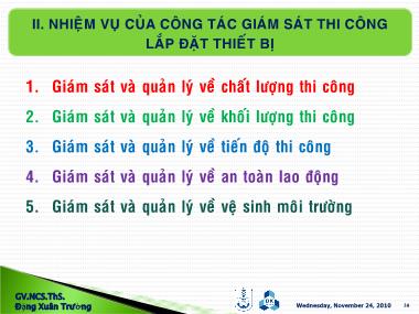 Giám sát thi công & nghiệm thu lắp đặt thiết bị - Đặng Xuân Trường (Phần 2)