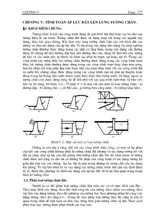 Giáo trình Cơ học đất - Chương V: Tính toán áp lực đất lên lưng tường chắn