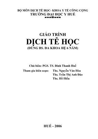 Giáo trình Dịch tễ học - PGS. TS. Đinh Thanh Huề