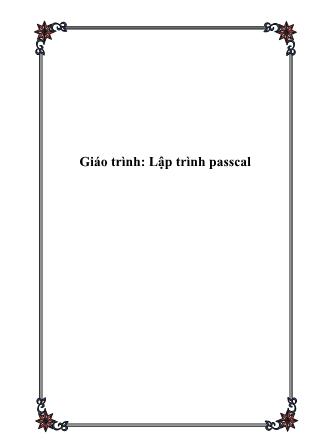 Giáo trình Lập trình passcal