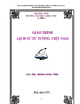 Giáo trình Lịch sử tư tưởng Việt Nam - ThS. Hoàng Ngọc Vĩnh