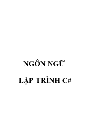 Giáo trình Ngôn ngữ lập trình C# (Bản mới)