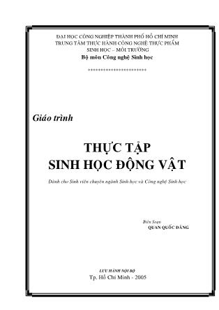 Giáo trình Thực tập sinh học động vật - Quan Quốc Đăng