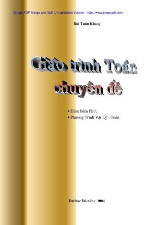 Giáo trình Toán chuyên đề - Bùi Tuấn Khang