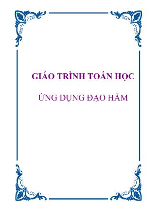 Giáo trình Toán học ứng dụng đạo hàm