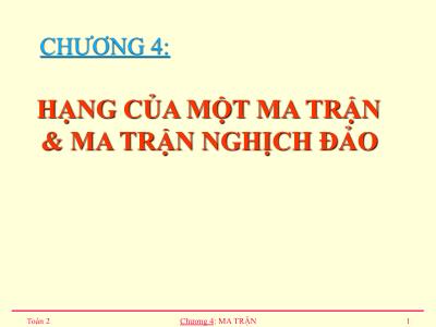 Hạng của một ma trận & ma trận nghịch đảo