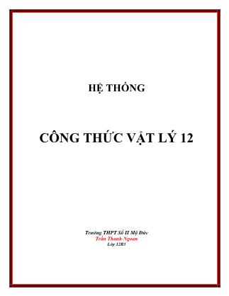 Hệ thống công thức Vật lý 12 - Trần Thanh Ngoan