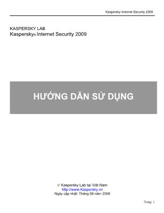 Hướng dẫn sử dụng Kaspersky Internet Security 2009