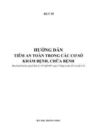 Hướng dẫn tiêm an toàn trong các cơ sở khám bệnh, chữa bệnh