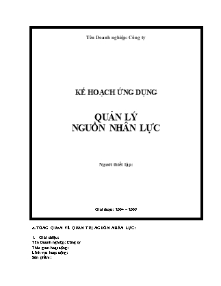 Kế hoạch ứng dụng Quản lý nguồn nhân lực