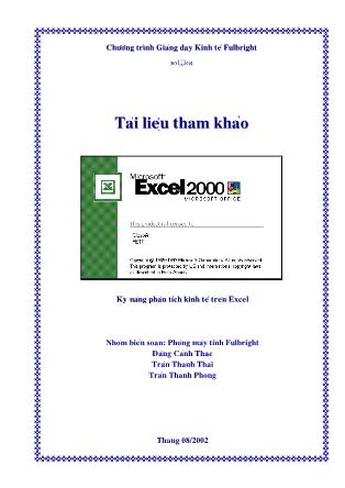 Kỹ nănng phân tích kinh tế trên Excel