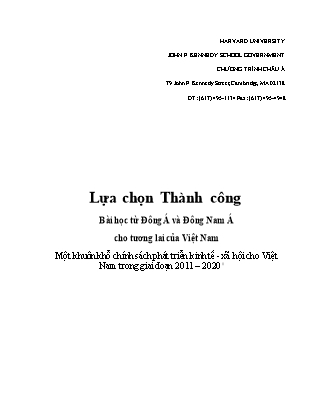 Lựa chọn Thành công Bài học từ Đông Á và Đông Nam Á cho tương lai của Việt Nam