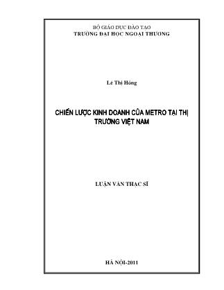 Luận văn Chiến lược kinh doanh của Metro tại thị trường Việt nam