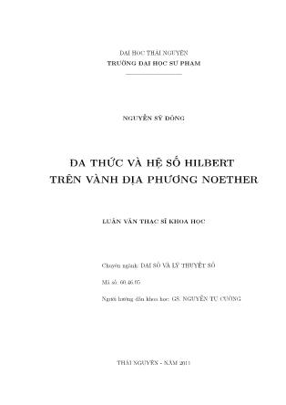 Luận văn Đa thức và hệ số Hilbert trên vành địa phương Noether