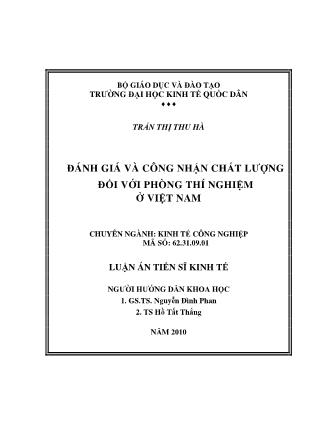 Luận văn Đánh giá và công nhận chất lượng đối với phòng thí nghiệm ở Việt Nam