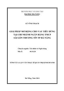 Luận văn Giải pháp mở rộng cho vay tiêu dùng tại chi nhánh Ngân hàng TMCP Sài Gòn thương tín tp Đà Nẵng