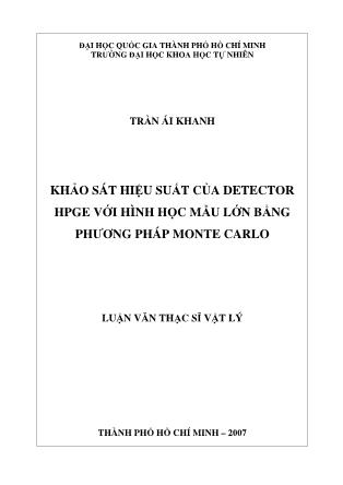 Luận văn Khảo sát hiệu suất của detector HPGe với hình học mẫu lớn bằng phương pháp Monte Carlo