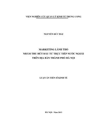 Luận văn Marketing lãnh thổ nhằm thu hút đầu tư trực tiếp nước ngoài trên địa bàn thành phố Hà Nội