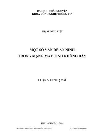 Luận văn Một số vấn đề an ninh trong mạng máy tính không dây