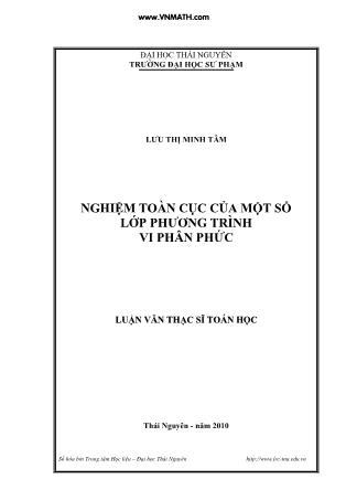 Luận văn Nghiệm toàn cục của một số lớp phương trình vi phân phức