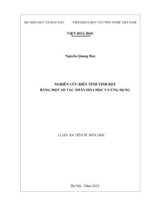 Luận văn Nghiên cứu biến tính tinh bột bằng một số tác nhân hóa học và ứng dụng