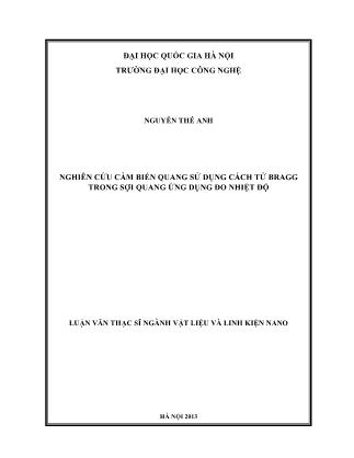 Luận văn Nghiên cứu cảm biến quang sử dụng cách tử Bragg trong sợi quang ứng dụng đo nhiệt độ