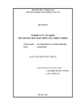 Luận văn Nghiên cứu ổn định nền đường đất đắp trên nền thiên nhiên