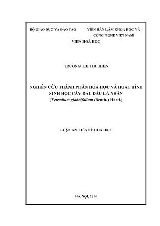 Luận văn Nghiên cứu thành phần hóa học và hoạt tính sinh học cây dấu dầu lá nhẵn (Tetradium glabrifolium (Benth.) Hartl.)