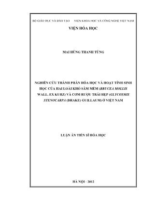 Luận văn Nghiên cứu thành phần hóa học và hoạt tính sinh học của hai loài khổ sâm mềm và cơm rượu trái hẹp ở Việt Nam