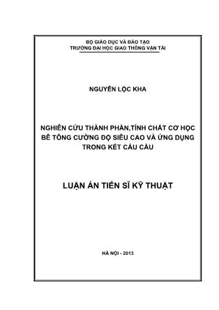 Luận văn Nghiên cứu thành phần,tính chất cơ học bê tông cường độ siêu cao và ứng dụng trong kết cấu cầu