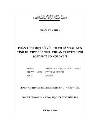 Luận văn Phân tích một số yếu tố cơ bản tạo nên tính ưu việt của tiêu chuẩn truyền hình số DVB-T2 so với DVB-T