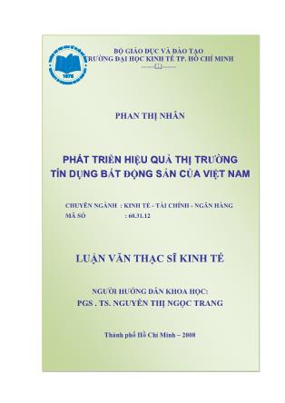 Luận văn Phát triển hiệu quả thị trường tín dụng bất động sản của Việt Nam