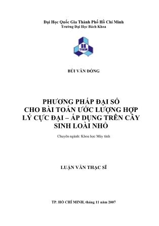 Luận văn Phương pháp đại số cho bài toán ước lượng hợp lý cực đại-Áp dụng trên cây sinh loài nhỏ