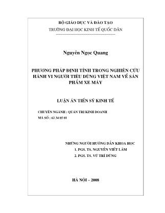 Luận văn Phương pháp định tính trong nghiên cứu hành vi người tiêu dùng Việt Nam về sản phẩm xe máy