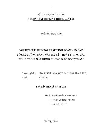 Luận văn Phương pháp nghiên cứu nên đắp có gia cường bằng vải địa kỹ thuật trong các công trình xây dựng ô tô ở Việt Nam