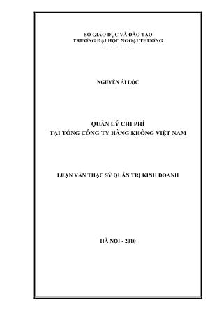 Luận văn Quản lý chi phí tại Tổng công ty hàng không Việt Nam