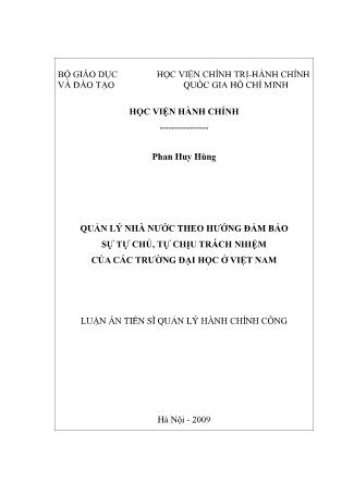 Luận văn Quản lý nhà nước theo hướng đảm bảo sự tự chủ, tự chịu trách nhiệm của các Trường đại học ở Việt Nam