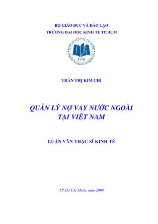 Luận văn Quản lý vay nợ nước ngoài tại Việt Nam