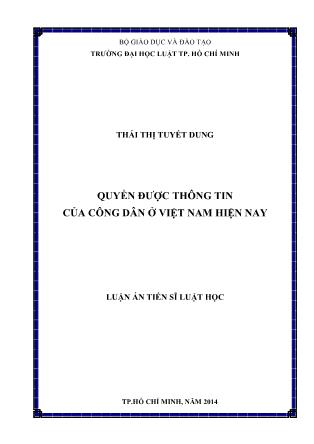 Luận văn Quyền được thông tin của công dân ở Việt Nam hiện nay