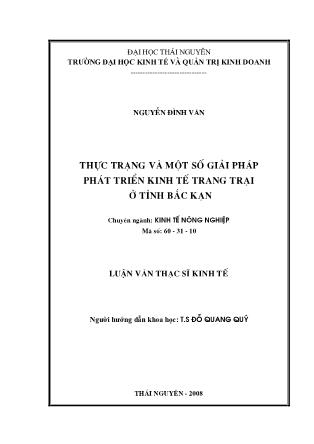 Luận văn Thực trạng và một số giải pháp phát triển kinh tế trang trại ở tỉnh Bắc Kạn