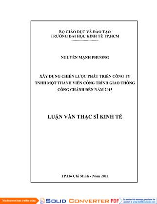 Luận văn Xây dựng chiến lược phát triển Công ty TNHH MTV Công trình Giao thông Công chánh đến năm 2015