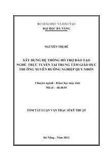 Luận văn Xây dựng hệ thống hỗ trợ đào tạo nghề trực tuyến tại Trung tâm Giáo Dục Thường xuyên Hướng Nghiệp Quy Nhơn