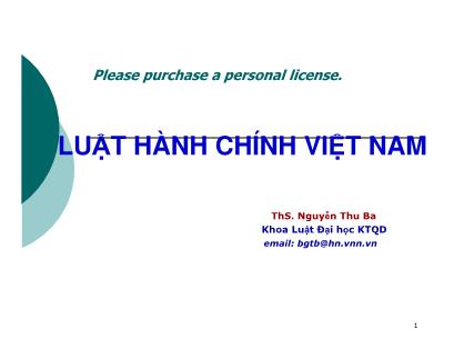 Luật hành chính Việt Nam - ThS. Nguyễn Thu Ba