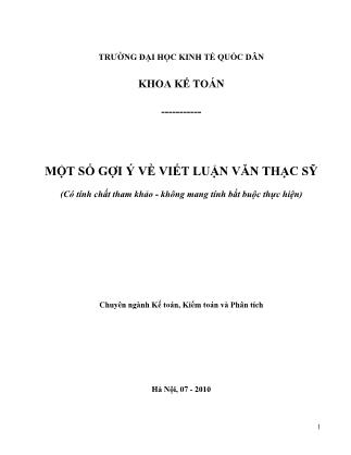 Một số gợi ý về viết Luận văn Thạc sỹ